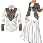 African Couple Matching Outfits – Elegant Lovers’ Traditional Clothing Set, Men’s Shirt & Women’s Long Maxi Dress - Free Delivery Worldwide only at Flexi Africa