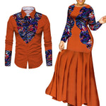 African Couple Matching Outfits – Elegant Lovers’ Traditional Clothing Set, Men’s Shirt & Women’s Long Maxi Dress - Free Delivery Worldwide only at Flexi Africa