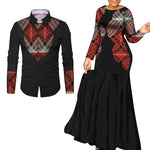 African Couple Matching Outfits – Elegant Lovers’ Traditional Clothing Set, Men’s Shirt & Women’s Long Maxi Dress - Free Delivery Worldwide only at Flexi Africa