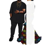 African Couple Outfits – Matching Ankara Dress for Women & Dashiki Shirt and Pants Set for Men - Free Delivery Worldwide only at Flexi Africa