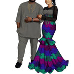 African Couple Outfits – Matching Ankara Dress for Women & Dashiki Shirt and Pants Set for Men - Free Delivery Worldwide only at Flexi Africa