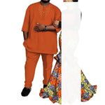 African Couple Outfits – Matching Ankara Dress for Women & Dashiki Shirt and Pants Set for Men - Free Delivery Worldwide only at Flexi Africa