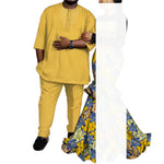 African Couple Outfits – Matching Ankara Dress for Women & Dashiki Shirt and Pants Set for Men - Free Delivery Worldwide only at Flexi Africa