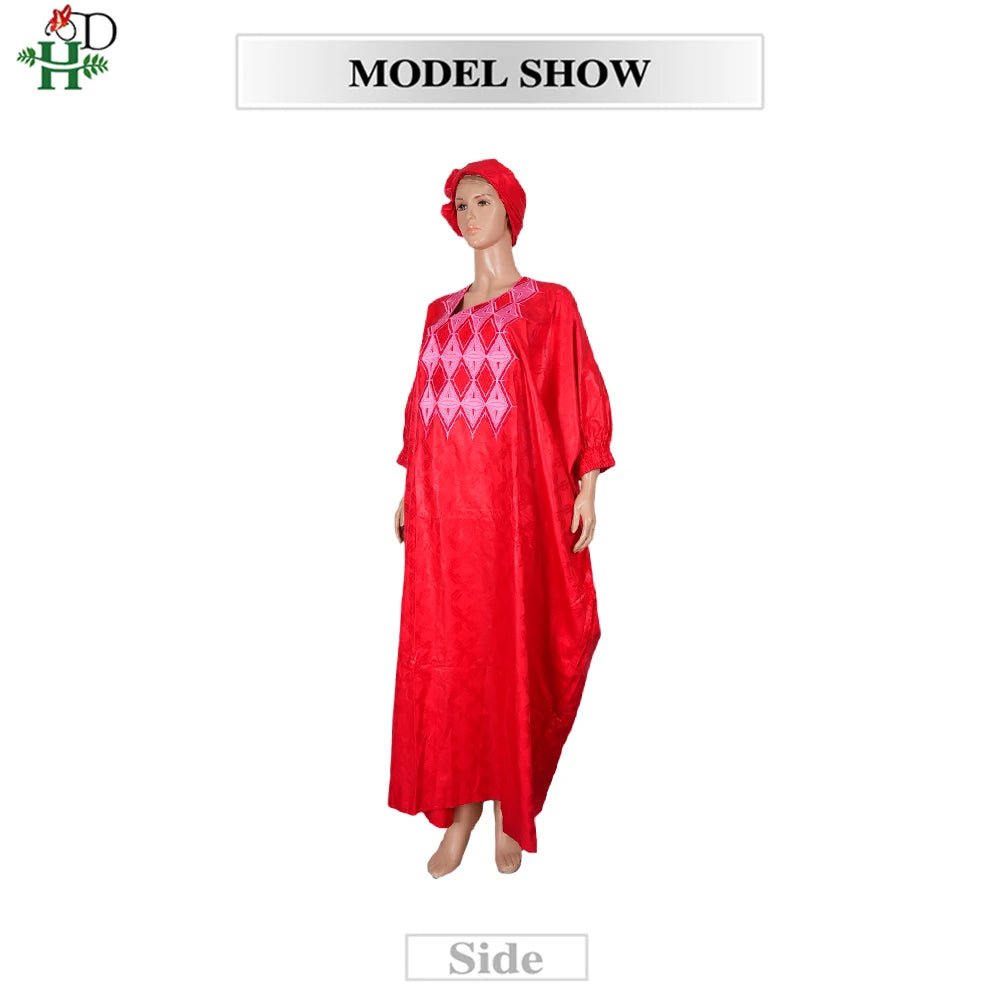 African Couple Red Matching Outfit – Men’s 3PC Agbada Suit & Women’s Boubou Dress - Free Delivery Worldwide only at Flexi Africa