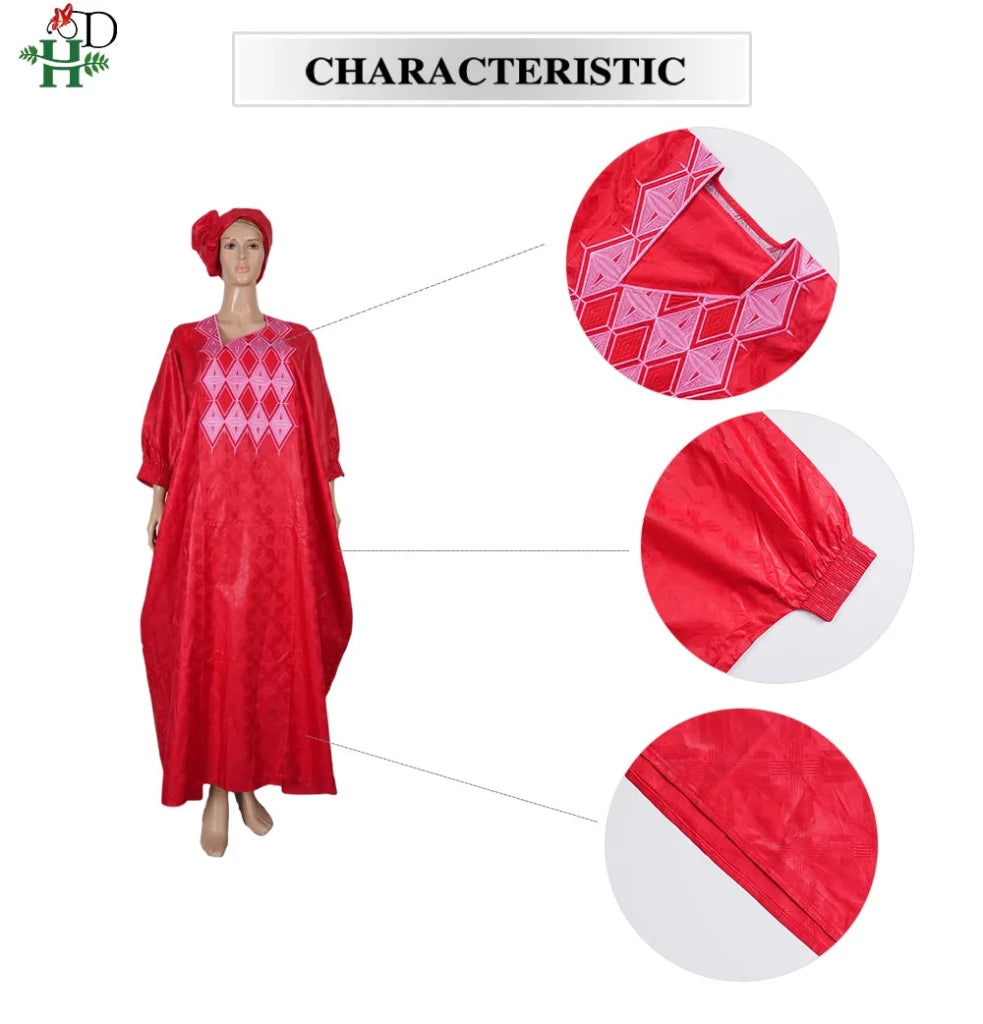 African Couple Red Matching Outfit – Men’s 3PC Agbada Suit & Women’s Boubou Dress - Free Delivery Worldwide only at Flexi Africa