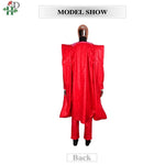 African Couple Red Matching Outfit – Men’s 3PC Agbada Suit & Women’s Boubou Dress - Free Delivery Worldwide only at Flexi Africa