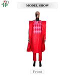 African Couple Red Matching Outfit – Men’s 3PC Agbada Suit & Women’s Boubou Dress - Free Delivery Worldwide only at Flexi Africa