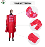 African Couple Red Matching Outfit – Men’s 3PC Agbada Suit & Women’s Boubou Dress - Free Delivery Worldwide only at Flexi Africa