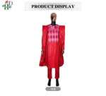 African Couple Red Matching Outfit – Men’s 3PC Agbada Suit & Women’s Boubou Dress - Free Delivery Worldwide only at Flexi Africa