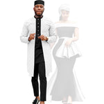 African Couple Set – Women’s Off-Shoulder Mermaid Dress & Men’s 3-Piece Suit - Free Delivery Worldwide only at Flexi Africa