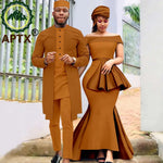 African Couple Set – Women’s Off-Shoulder Mermaid Dress & Men’s 3-Piece Suit - Free Delivery Worldwide only at Flexi Africa
