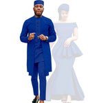 African Couple Set – Women’s Off-Shoulder Mermaid Dress & Men’s 3-Piece Suit - Free Delivery Worldwide only at Flexi Africa