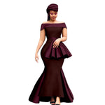 African Couple Set – Women’s Off-Shoulder Mermaid Dress & Men’s 3-Piece Suit - Free Delivery Worldwide only at Flexi Africa