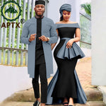 African Couple Set – Women’s Off-Shoulder Mermaid Dress & Men’s 3-Piece Suit - Free Delivery Worldwide only at Flexi Africa