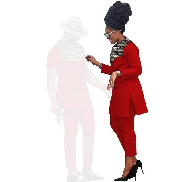 African Couples Matching Clothes – Handmade Bazin Riche Ankara Print for Women and Men - Free Delivery Worldwide only at Flexi Africa