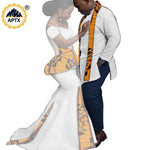 African Couples Matching Outfits – Bazin Riche Mermaid Dress - Free Delivery Worldwide only at Flexi Africa