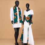 African Couples Matching Outfits – Bazin Riche Mermaid Dress - Free Delivery Worldwide only at Flexi Africa