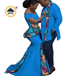 African Couples Matching Outfits – Bazin Riche Mermaid Dress - Free Delivery Worldwide only at Flexi Africa