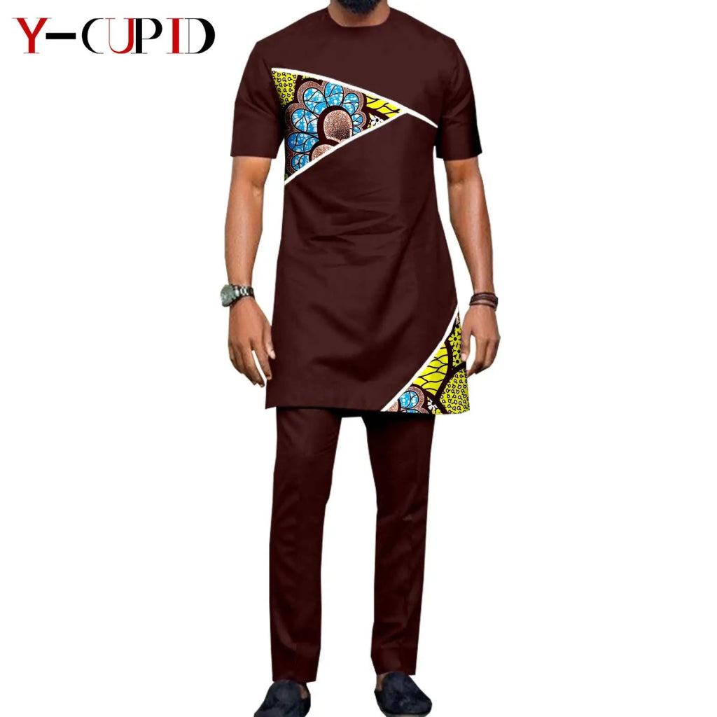 African Dashiki Bazin Riche Long Dress for Women – Slim Tassel Print Matching Couple Party Outfit - Free Delivery Worldwide only at Flexi Africa