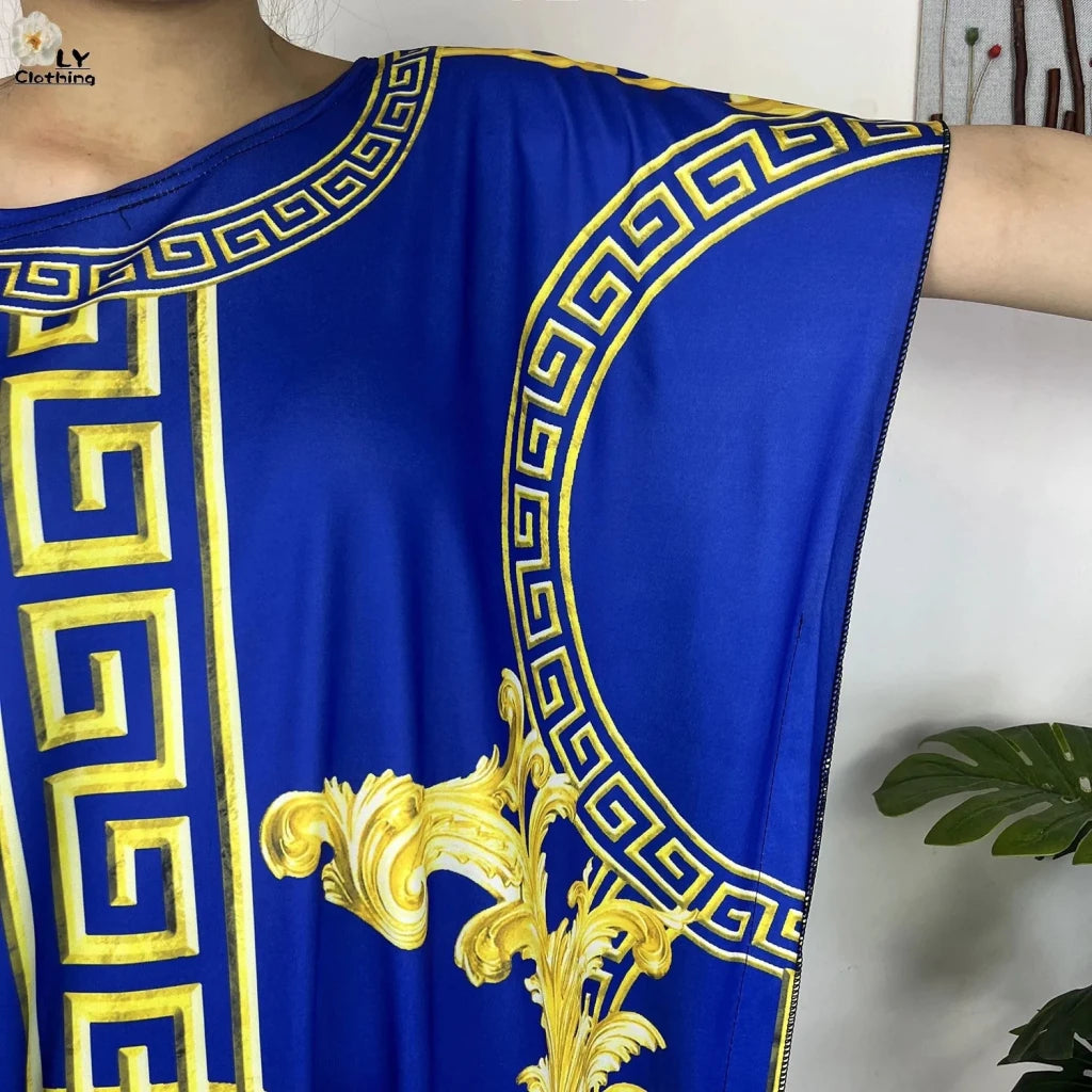 African Dashiki Floral Cotton Maxi Dress – Casual Summer Abaya - Free Delivery Worldwide only at Flexi Africa