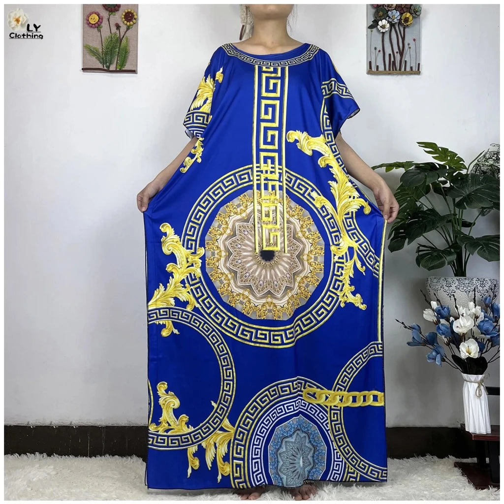 African Dashiki Floral Cotton Maxi Dress – Casual Summer Abaya - Free Delivery Worldwide only at Flexi Africa