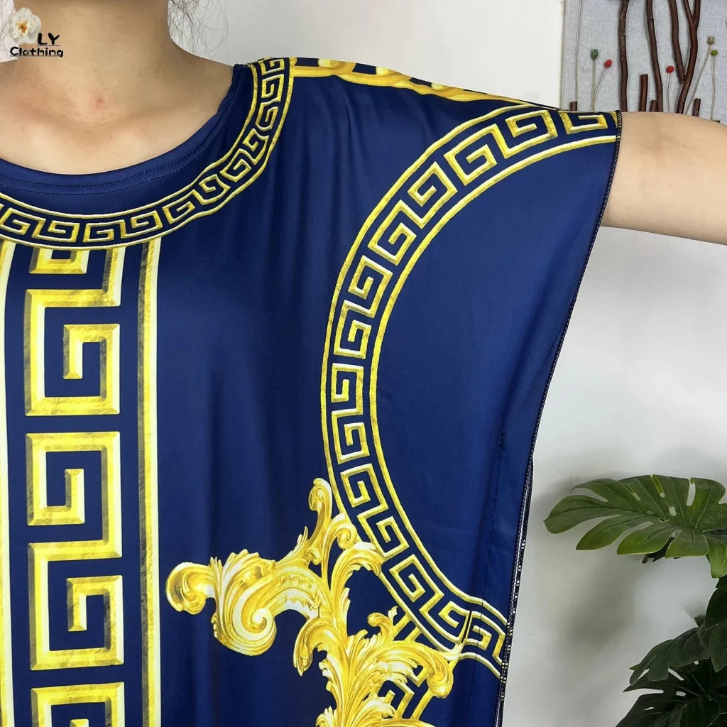 African Dashiki Floral Cotton Maxi Dress – Casual Summer Abaya - Free Delivery Worldwide only at Flexi Africa