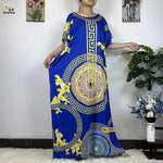 African Dashiki Floral Cotton Maxi Dress – Casual Summer Abaya - Free Delivery Worldwide only at Flexi Africa
