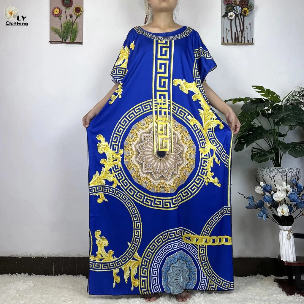 African Dashiki Floral Cotton Maxi Dress – Casual Summer Abaya - Free Delivery Worldwide only at Flexi Africa
