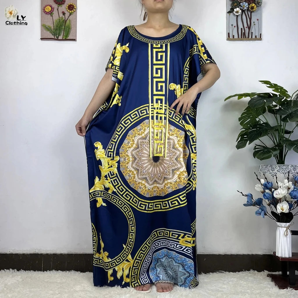 African Dashiki Floral Cotton Maxi Dress – Casual Summer Abaya - Free Delivery Worldwide only at Flexi Africa