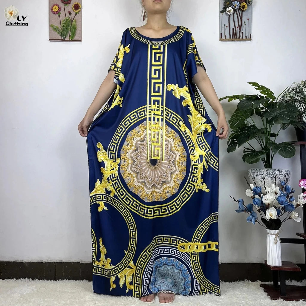 African Dashiki Floral Cotton Maxi Dress – Casual Summer Abaya - Free Delivery Worldwide only at Flexi Africa