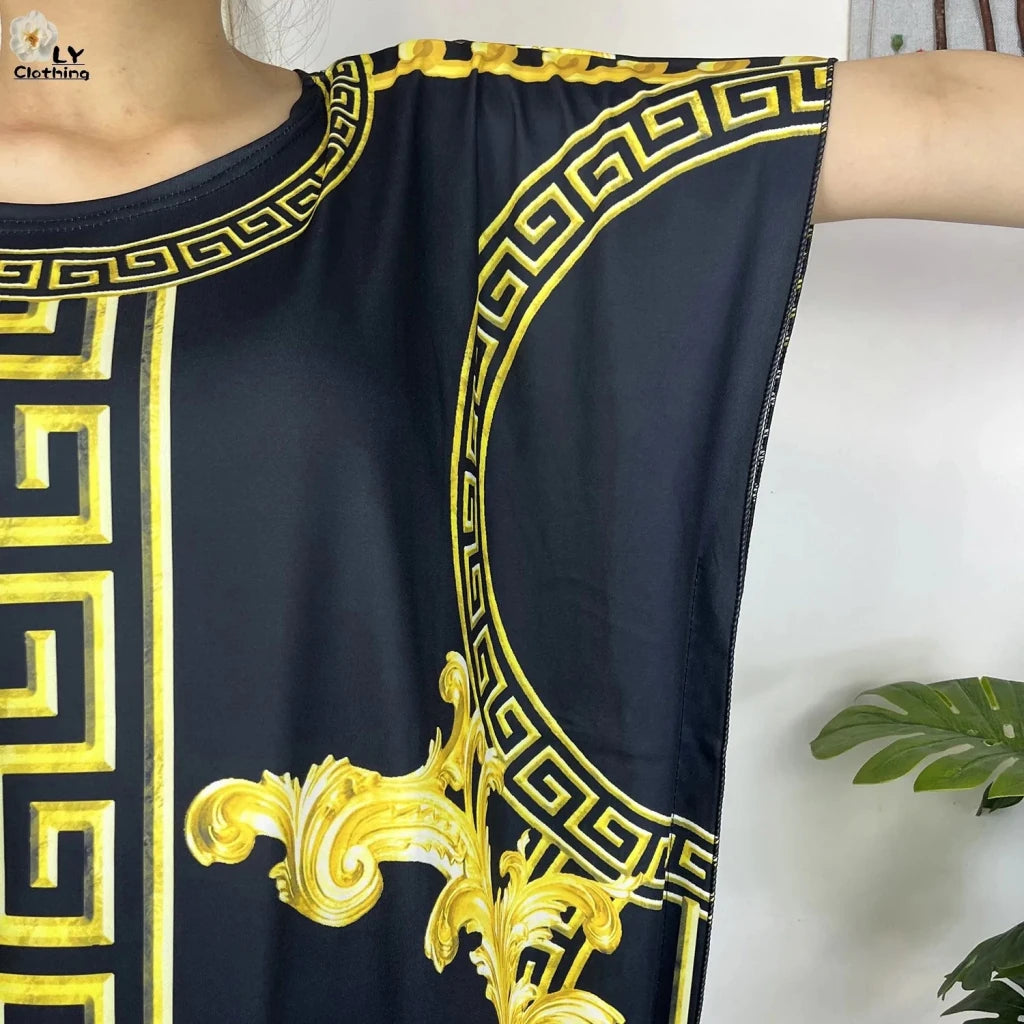 African Dashiki Floral Cotton Maxi Dress – Casual Summer Abaya - Free Delivery Worldwide only at Flexi Africa