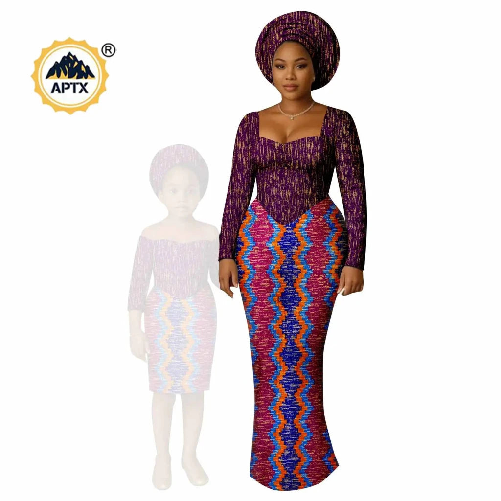 African Dashiki Long Dresses – Ankara Mom and Daughter Matching Family Wear - Free Delivery Worldwide only at Flexi Africa