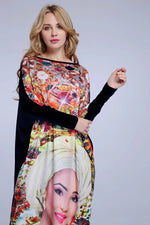 African Dashiki Maxi Dress – Bazin Elastic Diamond Print Loose Fit Women’s Dress - Free Delivery Worldwide only at Flexi Africa