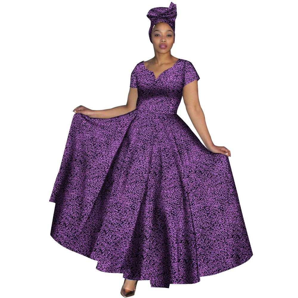 African Dashiki Women's Maxi Dress Long Dress w/Head Scarf Flexi Africa African Dashiki Women's Maxi Dress Long Dress w/Head Scarf Flexi Africa