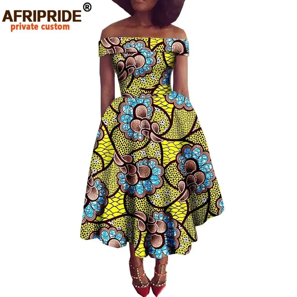 African Dresses for Women Ankara Print Off Shoulder Traditional African Clothing Strapless Dress Ankara Attire A722516 - Free Delivery Worldwide only at Flexi Africa