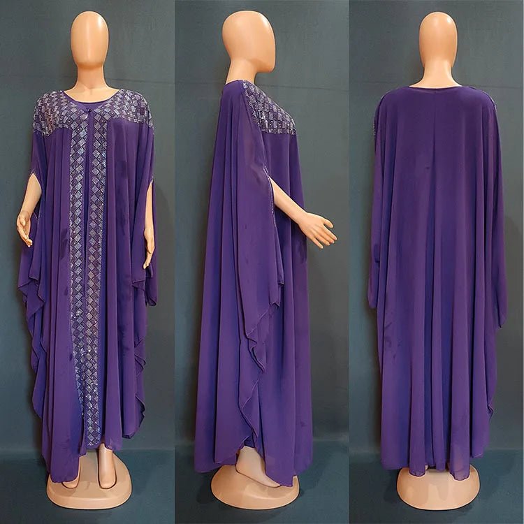 African Dresses for Women: Chiffon Boubou Dashiki 2PC Set - Kaftan Abaya Robe - Free Delivery Worldwide only at Flexi Africa
