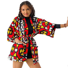 African Dresses For Women Fashion Kimono Cardigan Coat Traditional Floral Print Rich Bazin Vestidos Dashiki Party African Skirts - Free Delivery Worldwide only at Flexi Africa