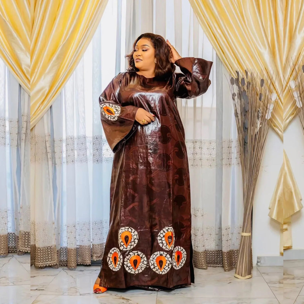 African Dresses For Women Luxury Boubou Material Rich Embroidery Design - Free Delivery Worldwide only at Flexi Africa