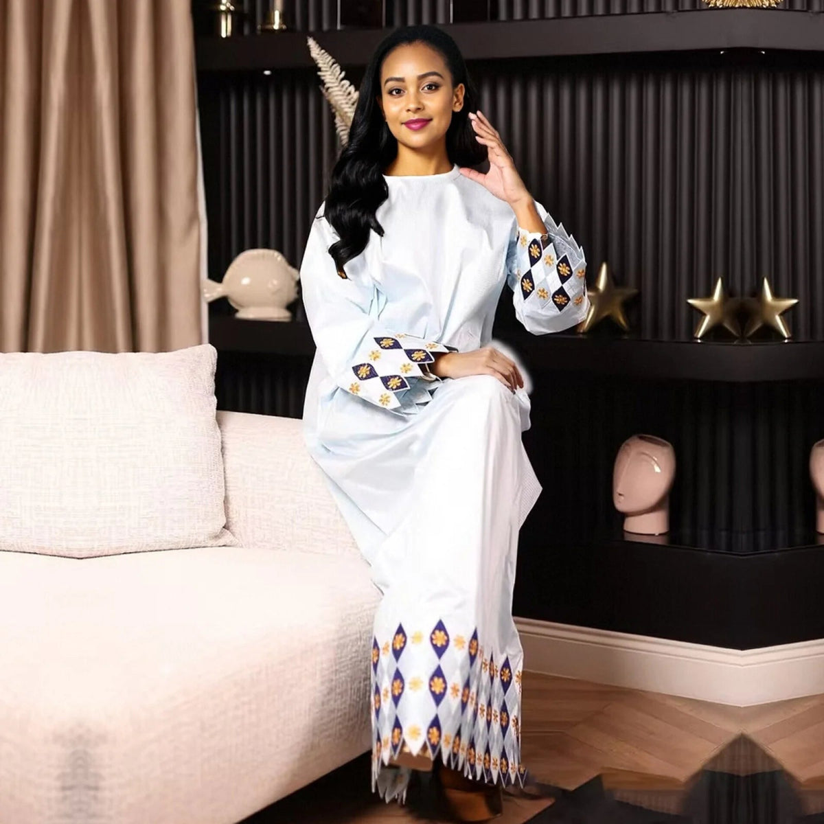 African Dresses For Women Luxury Boubou Material Rich Embroidery Design - Free Delivery Worldwide only at Flexi Africa