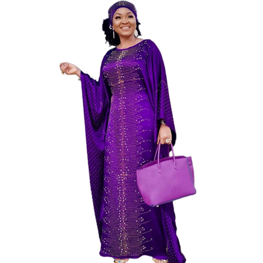 African Dresses for Women Muslim Fashion Abayas Boubou Dashiki Traditional Africa Clothes Ankara Outfit Evening Gown and Headtie - Flexi Africa - Free Delivery Worldwide only at www.flexiafrica.com