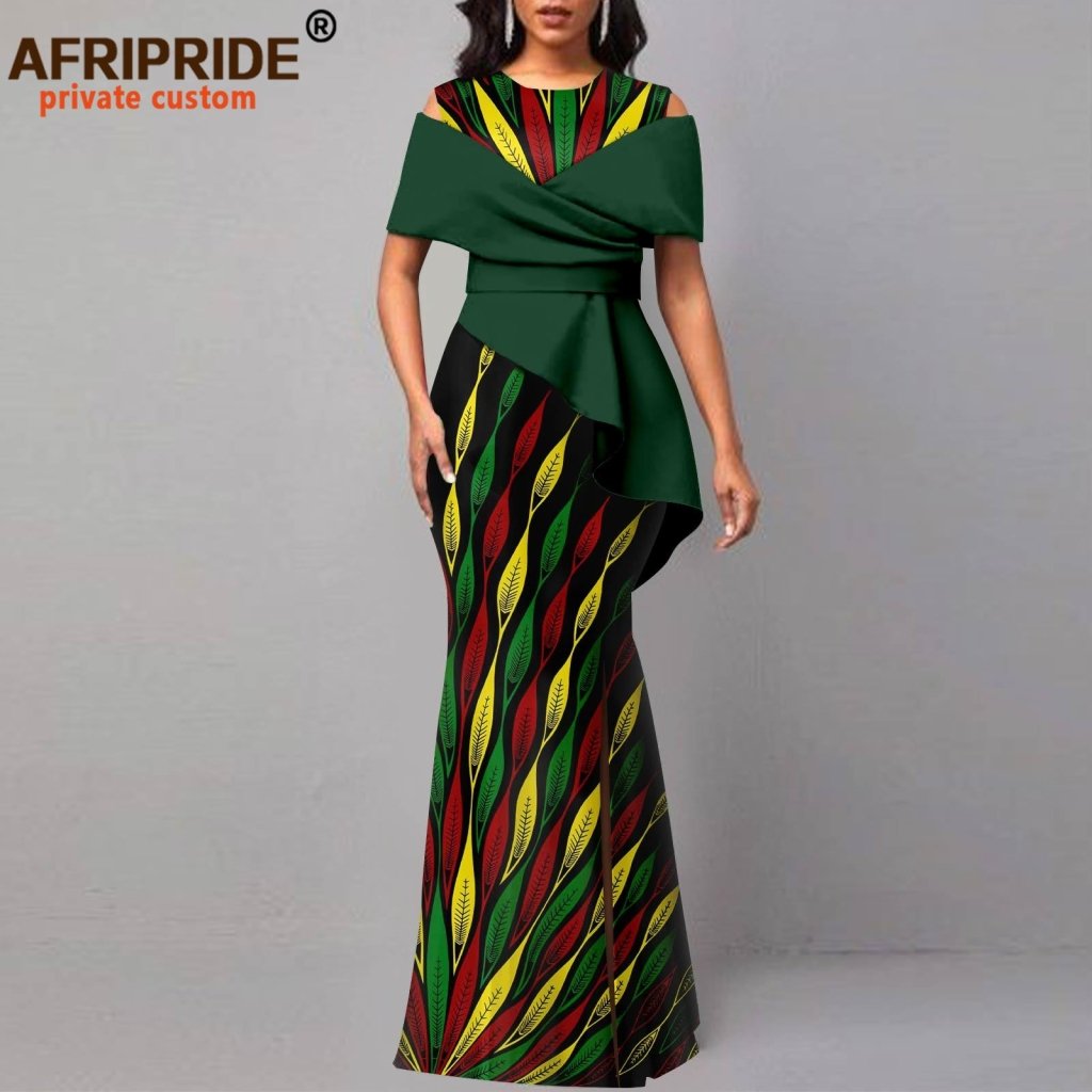 African Dresses for Women Off The Shoulder O-neck High Waist Casual Maxi Dress Ankara Attire Party Evening Outfits