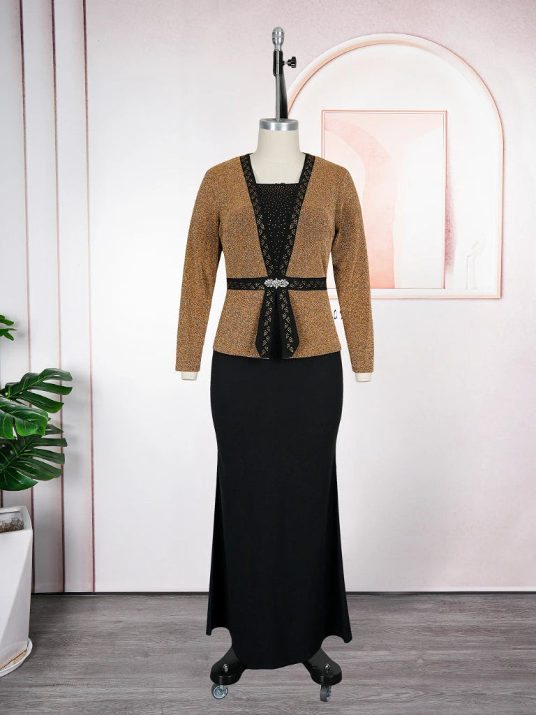 Dashiki Plus Size Maxi Dress - Elegant Wedding & Party Wear Champagne / XL Dashiki Plus Size Maxi Dress - Elegant Wedding & Party Wear Champagne / XL