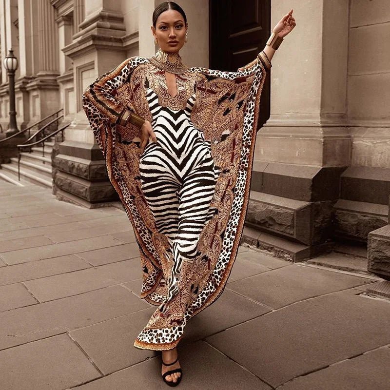 African Dresses for Women Plus Size Gown Abaya Kaftan Bat Sleeve V-neck Robes - Free Delivery Worldwide only at Flexi Africa