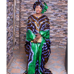 African Dresses For Women Wedding Bride Party Clothing Plus Size Traditional Riche Dashiki Bride Printing Clothing Robe Dresses - Flexi Africa - Free Delivery Worldwide only at www.flexiafrica.com