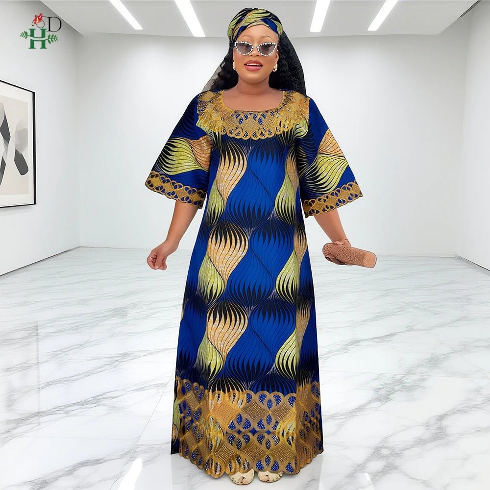 African Embroidered Boubou Dress for Women – Traditional Kaftan Abaya Robe - Free Delivery Worldwide only at Flexi Africa