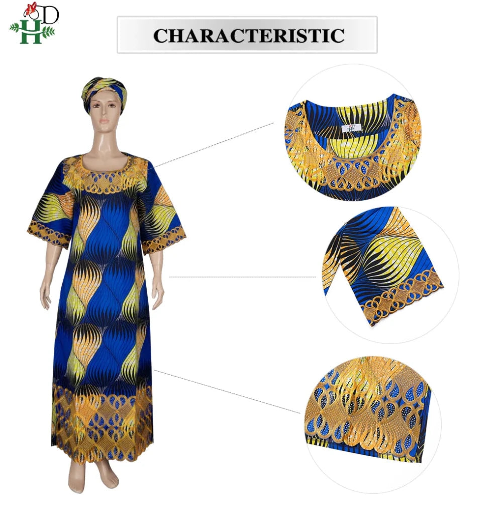 African Embroidered Boubou Dress for Women – Traditional Kaftan Abaya Robe - Free Delivery Worldwide only at Flexi Africa
