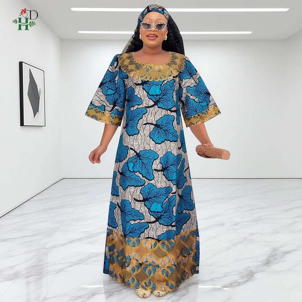 African Embroidered Boubou Dress for Women – Traditional Kaftan Abaya Robe - Free Delivery Worldwide only at Flexi Africa