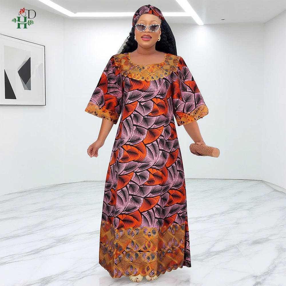 African Embroidered Boubou Dress for Women – Traditional Kaftan Abaya Robe - Free Delivery Worldwide only at Flexi Africa
