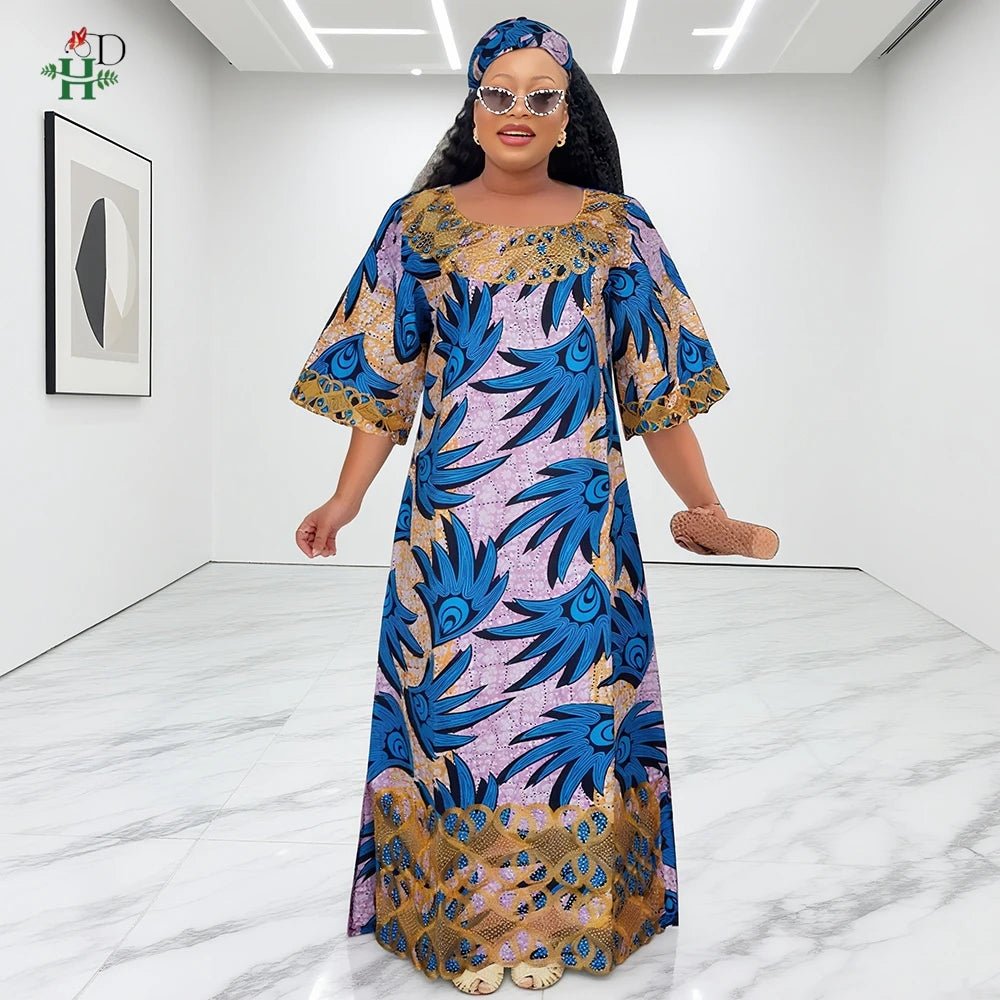 African Embroidered Boubou Dress for Women – Traditional Kaftan Abaya Robe - Free Delivery Worldwide only at Flexi Africa