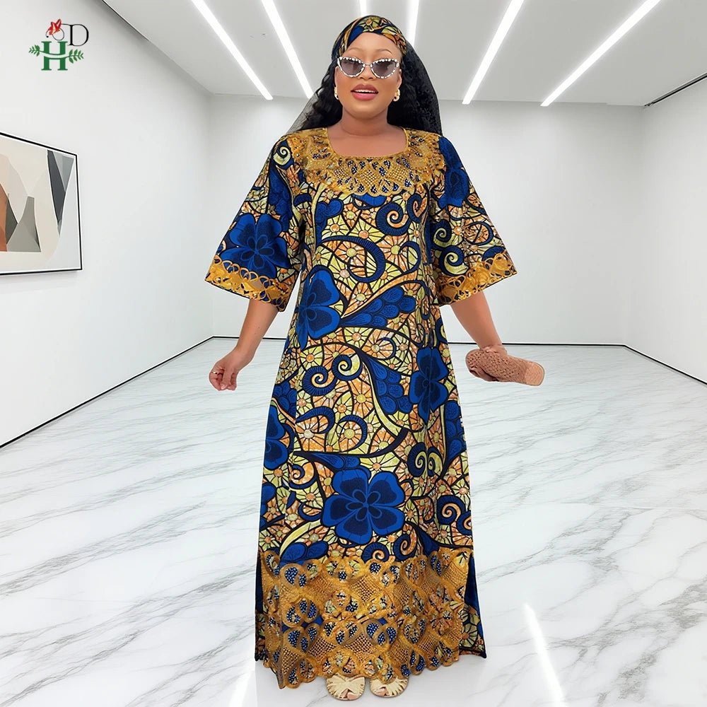 African Embroidered Boubou Dress for Women – Traditional Kaftan Abaya Robe - Free Delivery Worldwide only at Flexi Africa